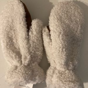 BNWT White Apparis Mittens with Brown Suede from Holt Renfrew